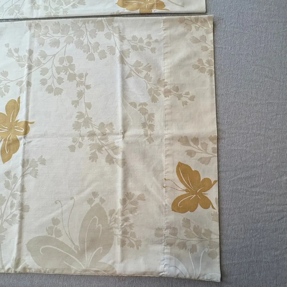 Vintage Springmaid Mariposa Butterfly Tan Beige Pillowcases Set 2